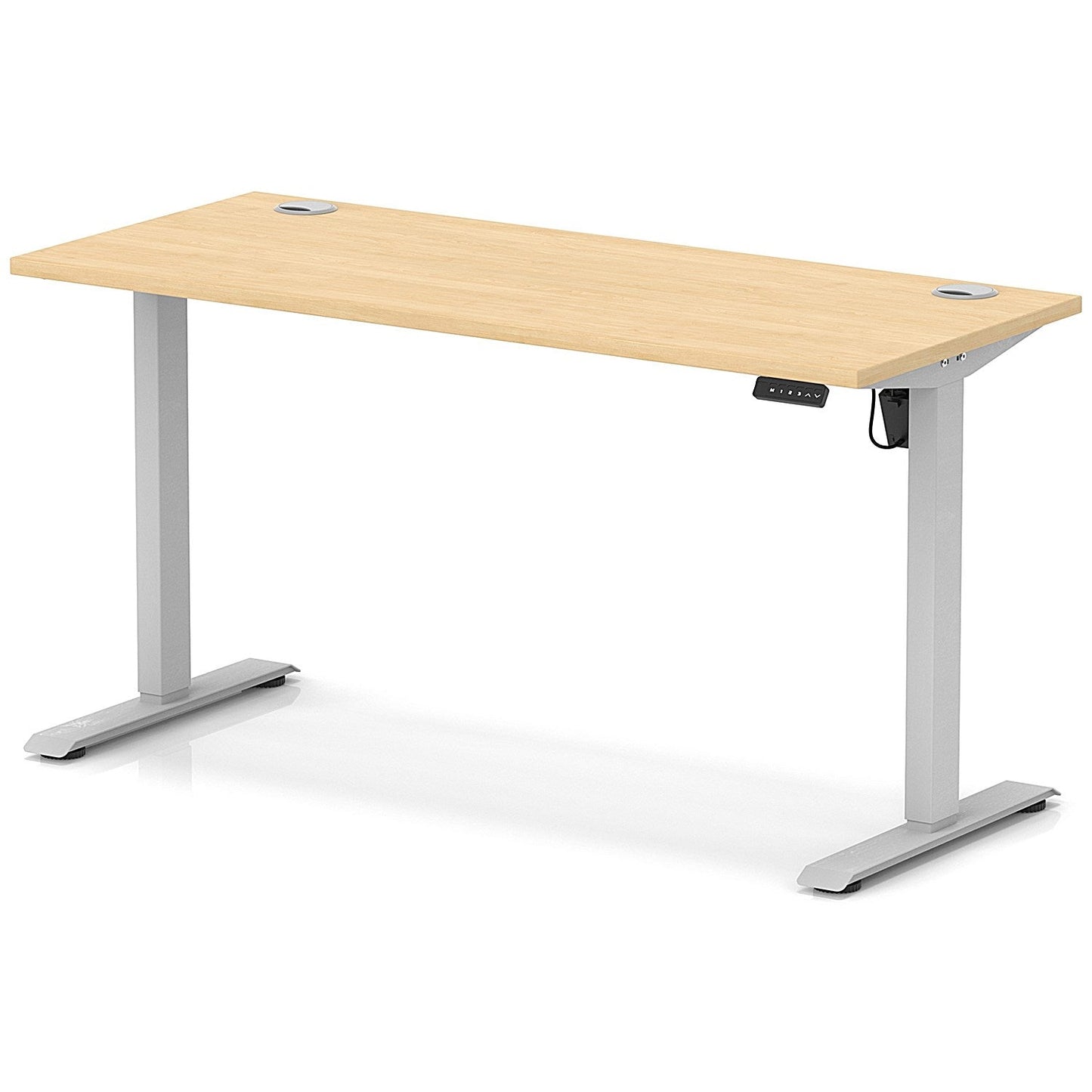 Air Lite 1400mm Slim Height Adjustable Office Desk, Silver Leg, Maple