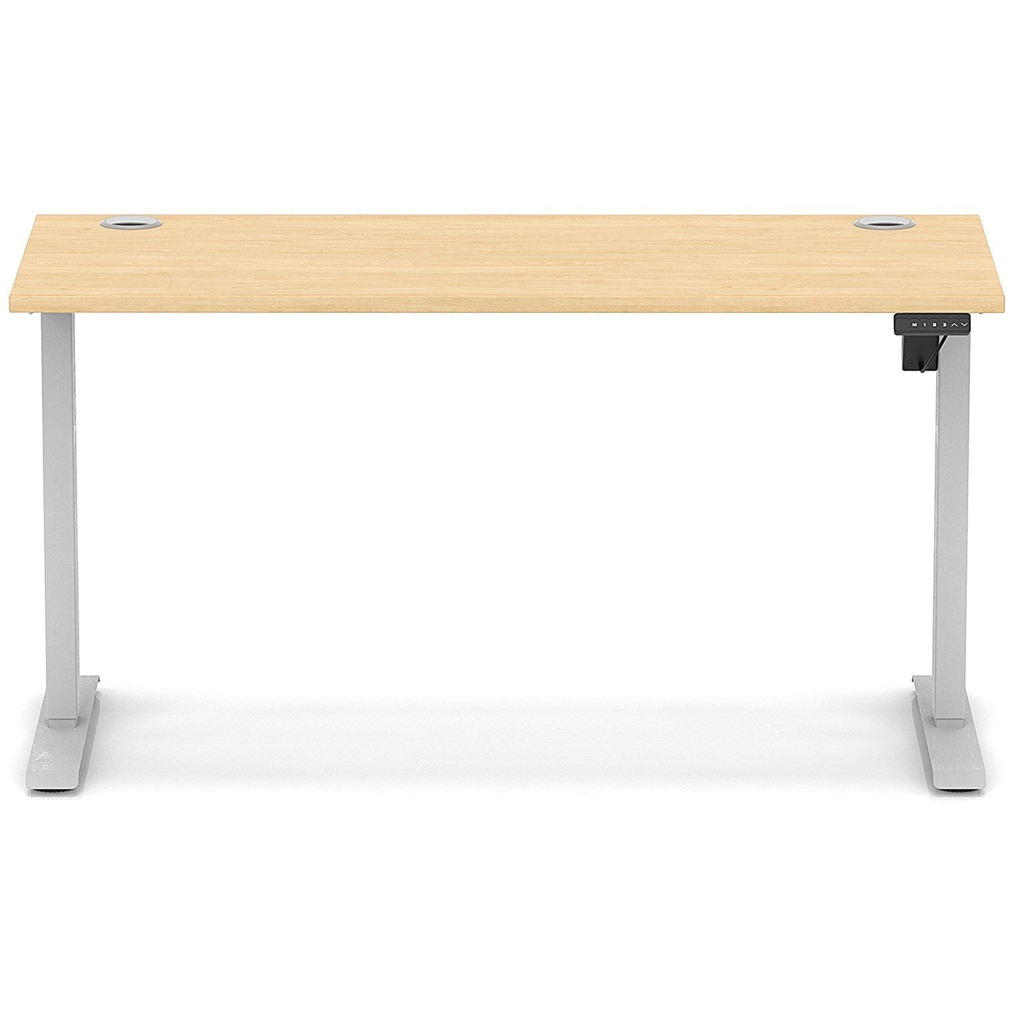 Air Lite 1400mm Slim Height Adjustable Office Desk, Silver Leg, Maple