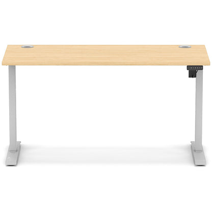 Air Lite 1400mm Slim Height Adjustable Office Desk, Silver Leg, Maple