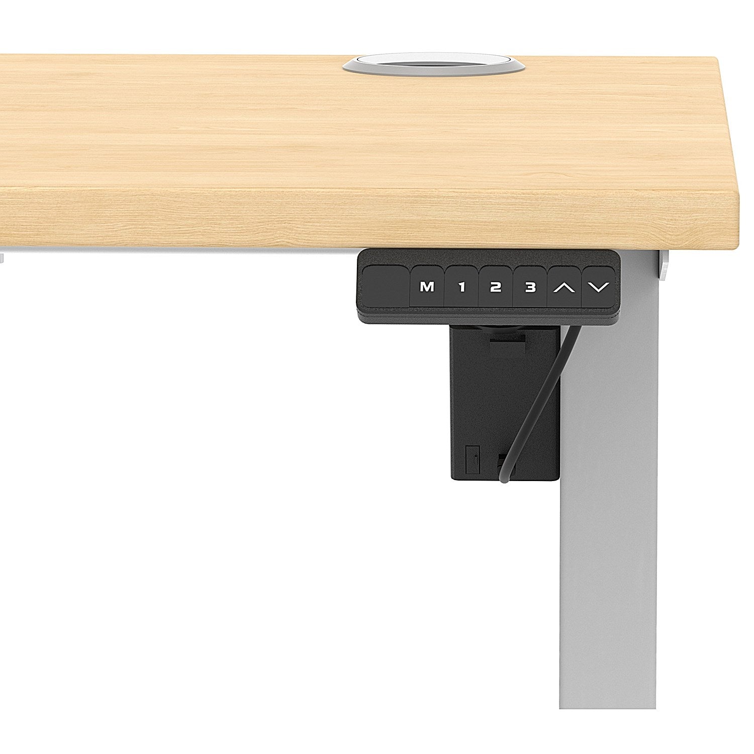 Air Lite 1400mm Slim Height Adjustable Office Desk, Silver Leg, Maple Easy2Order : HA03883