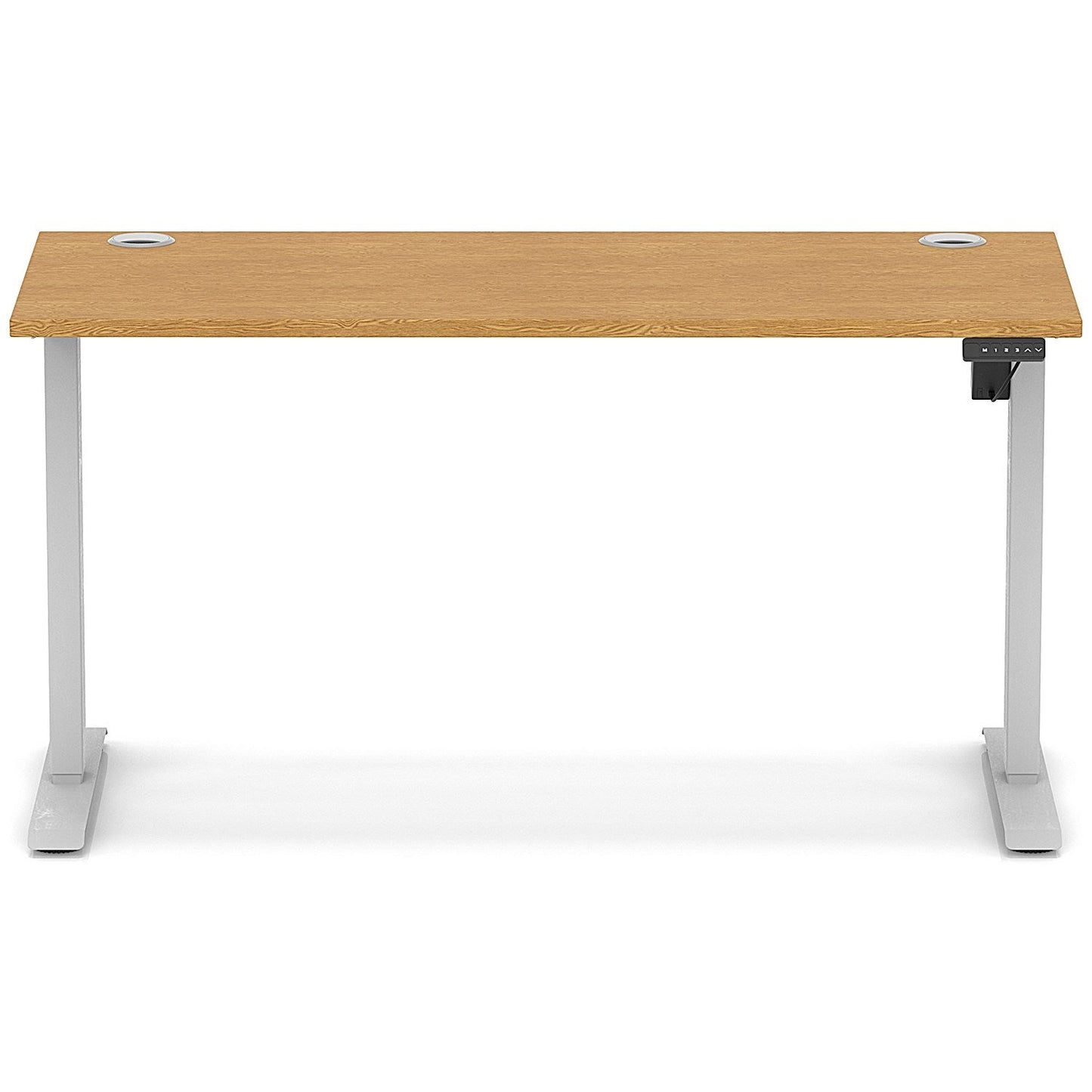 Air Lite 1400mm Slim Height Adjustable Office Desk, Silver Leg, Oak