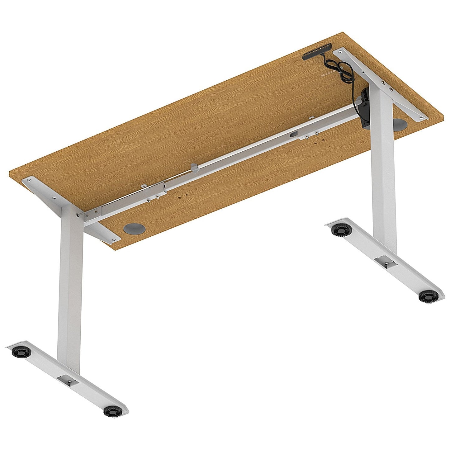 Air Lite 1400mm Slim Height Adjustable Office Desk, Silver Leg, Oak Easy2Order : HA03884