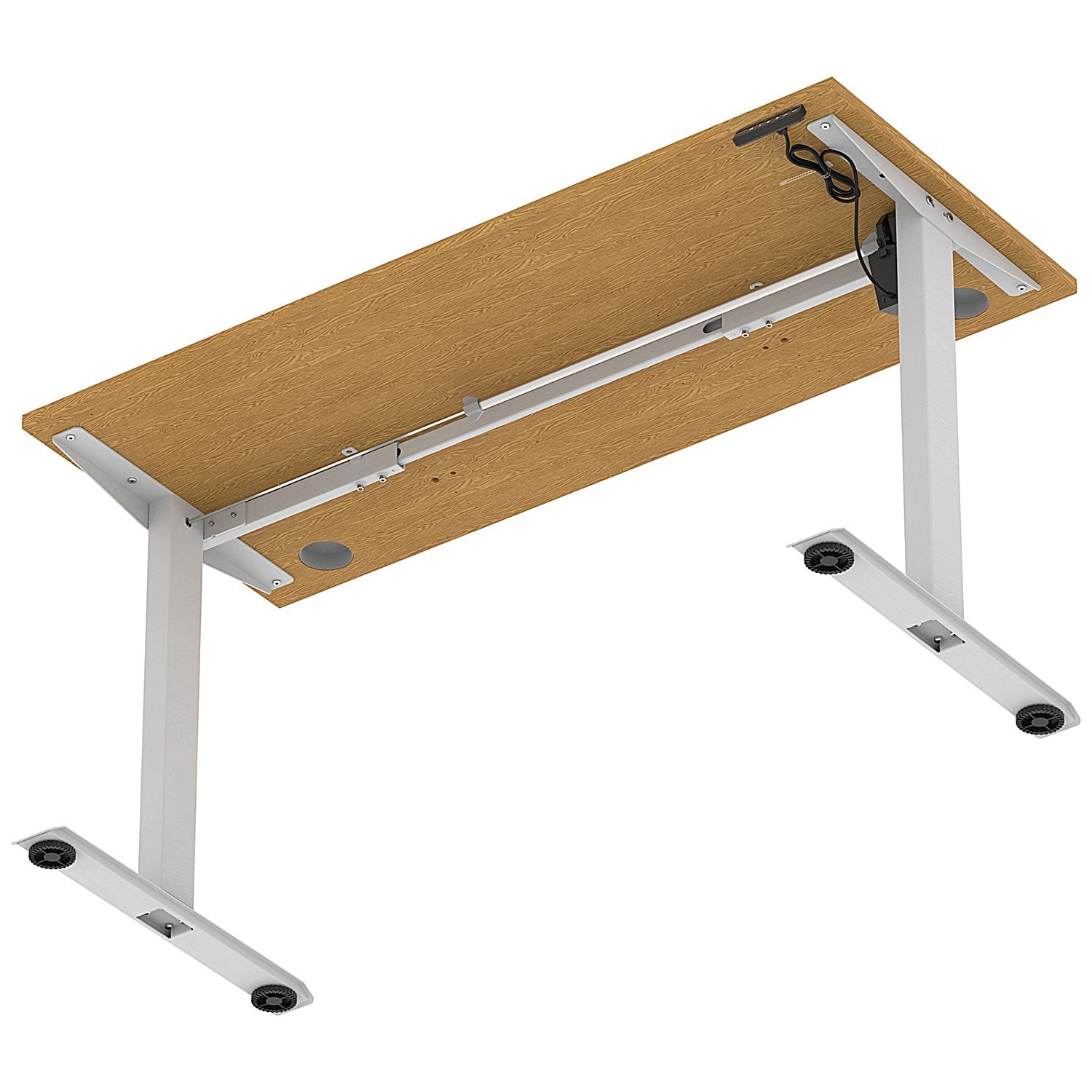 Air Lite 1400mm Slim Height Adjustable Office Desk, Silver Leg, Oak Easy2Order : HA03884
