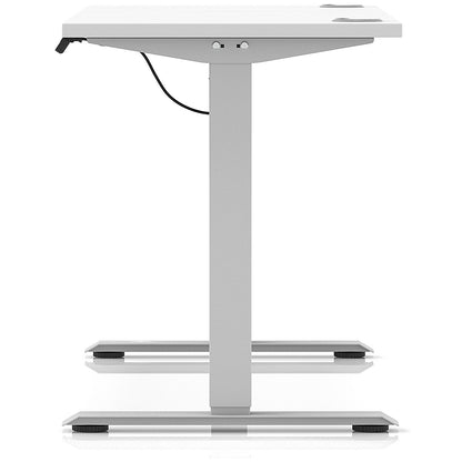 Air Lite 1400mm Slim Height Adjustable Office Desk, Silver Leg, White