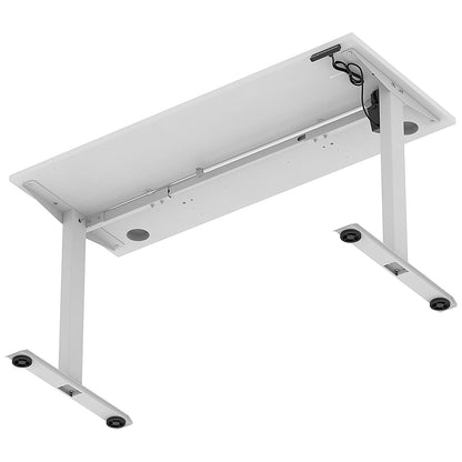 Air Lite 1400mm Slim Height Adjustable Office Desk, Silver Leg, White