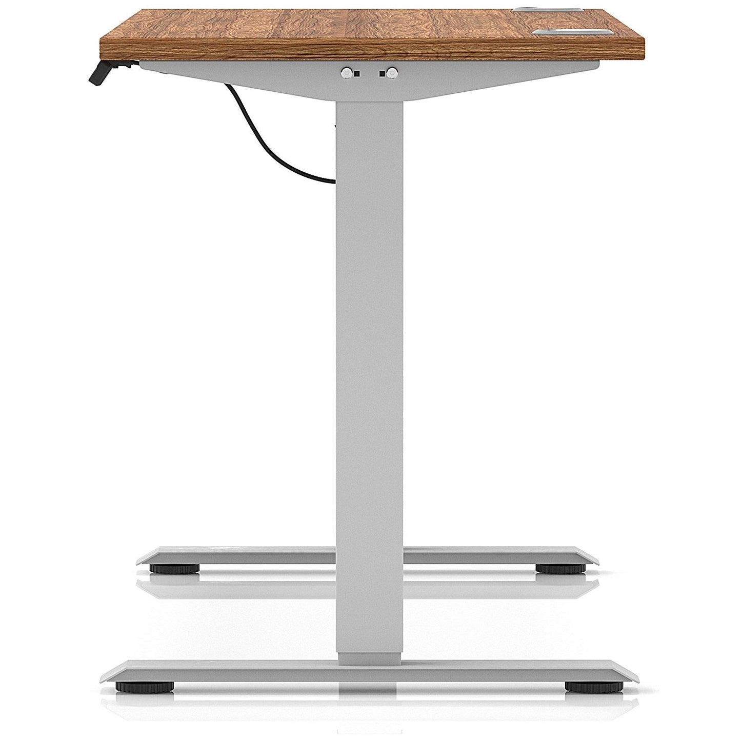 Air Lite 1400mm Slim Height Adjustable Office Desk, Silver Leg, Walnut