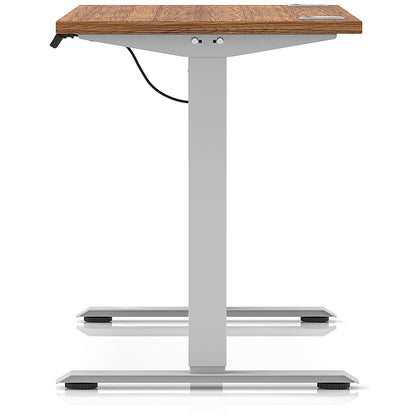 Air Lite 1400mm Slim Height Adjustable Office Desk, Silver Leg, Walnut