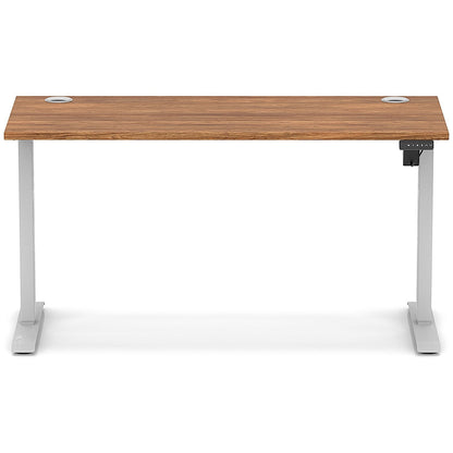 Air Lite 1400mm Slim Height Adjustable Office Desk, Silver Leg, Walnut