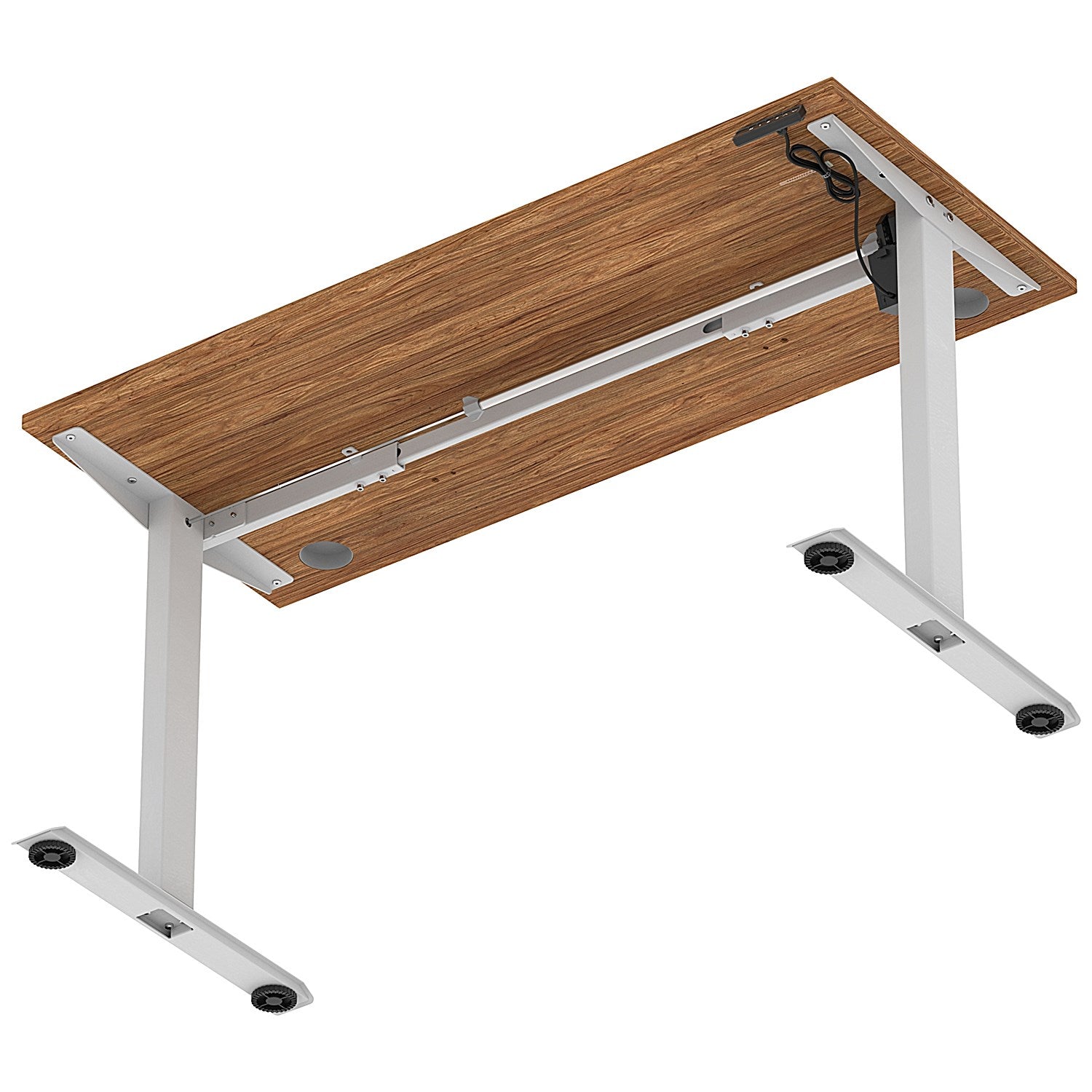 Air Lite 1400mm Slim Height Adjustable Office Desk, Silver Leg, Walnut Easy2Order : HA03886