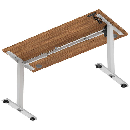 Air Lite 1400mm Slim Height Adjustable Office Desk, Silver Leg, Walnut Easy2Order : HA03886