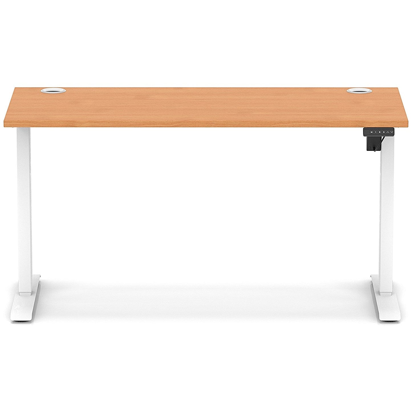 Air Lite 1400mm Slim Height Adjustable Office Desk, White Leg, Beech