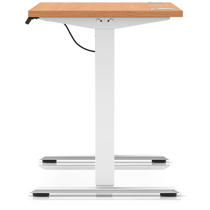 Air Lite 1400mm Slim Height Adjustable Office Desk, White Leg, Beech