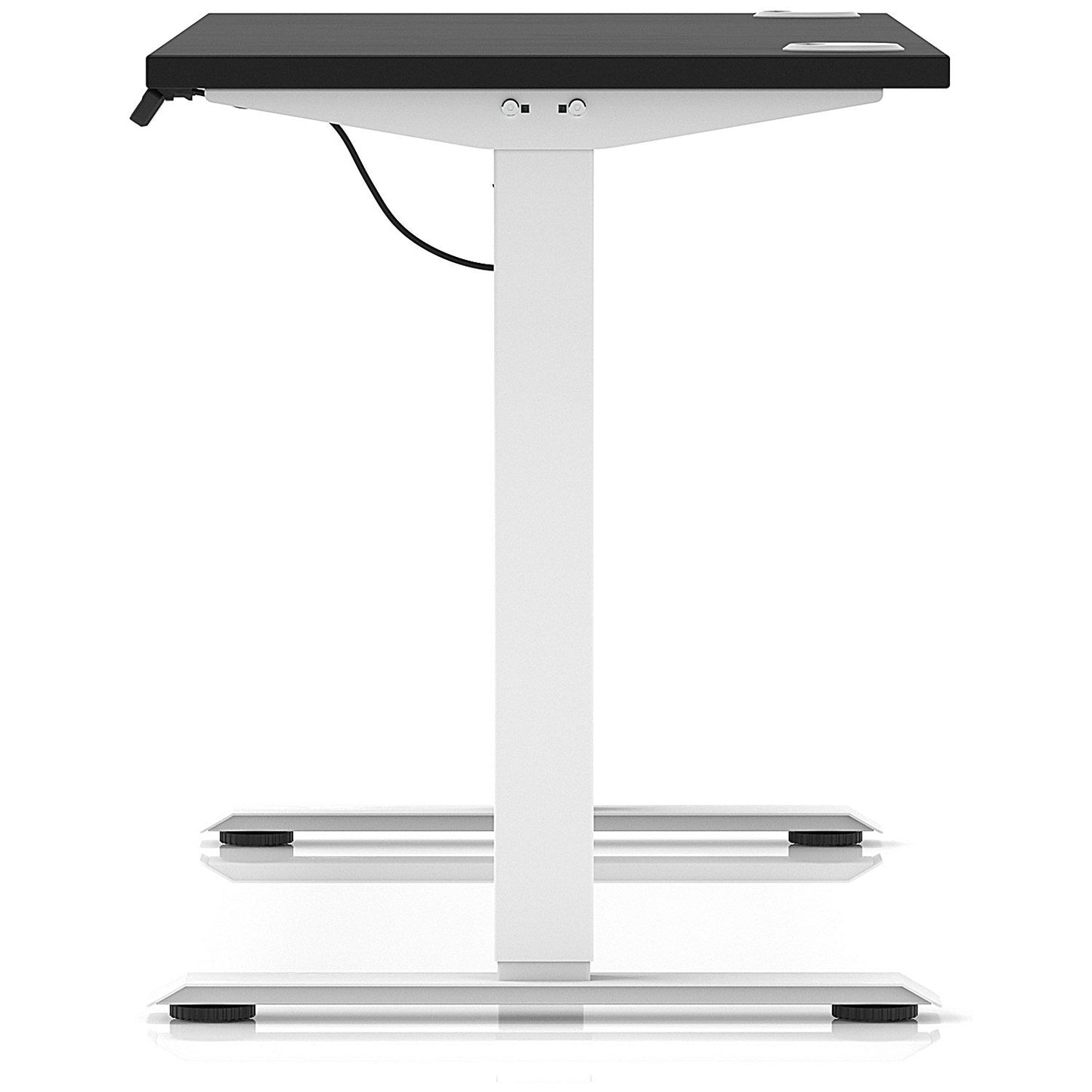 Air Lite 1400mm Slim Height Adjustable Office Desk, White Leg, Black