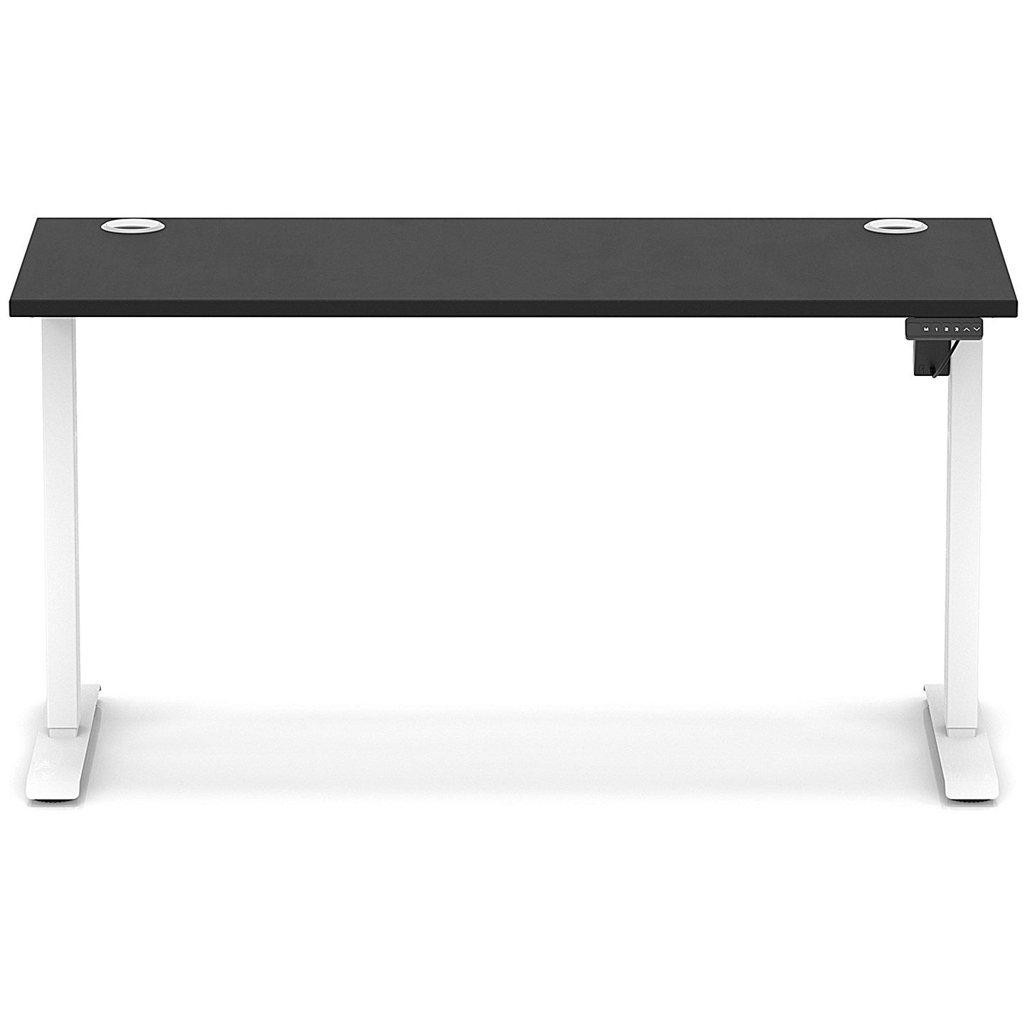 Air Lite 1400mm Slim Height Adjustable Office Desk, White Leg, Black