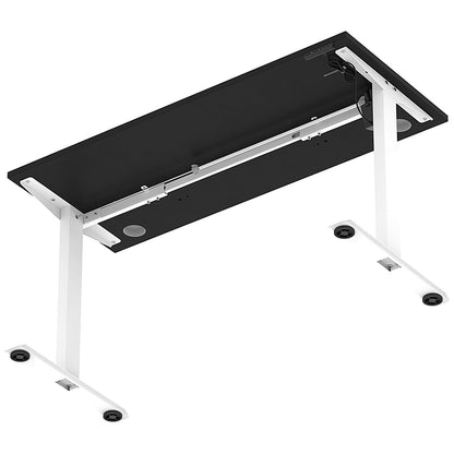 Air Lite 1400mm Slim Height Adjustable Office Desk, White Leg, Black