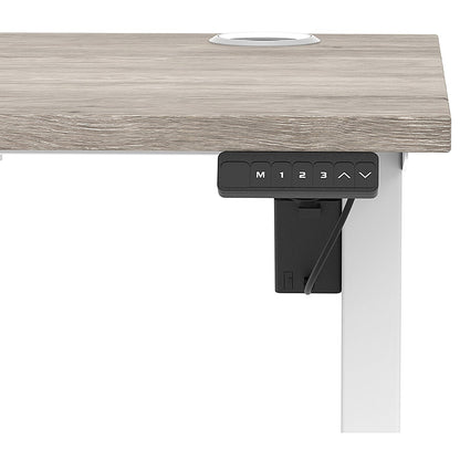 Air Lite 1400mm Slim Height Adjustable Office Desk, White Leg, Grey Oak Easy2Order : HA03889