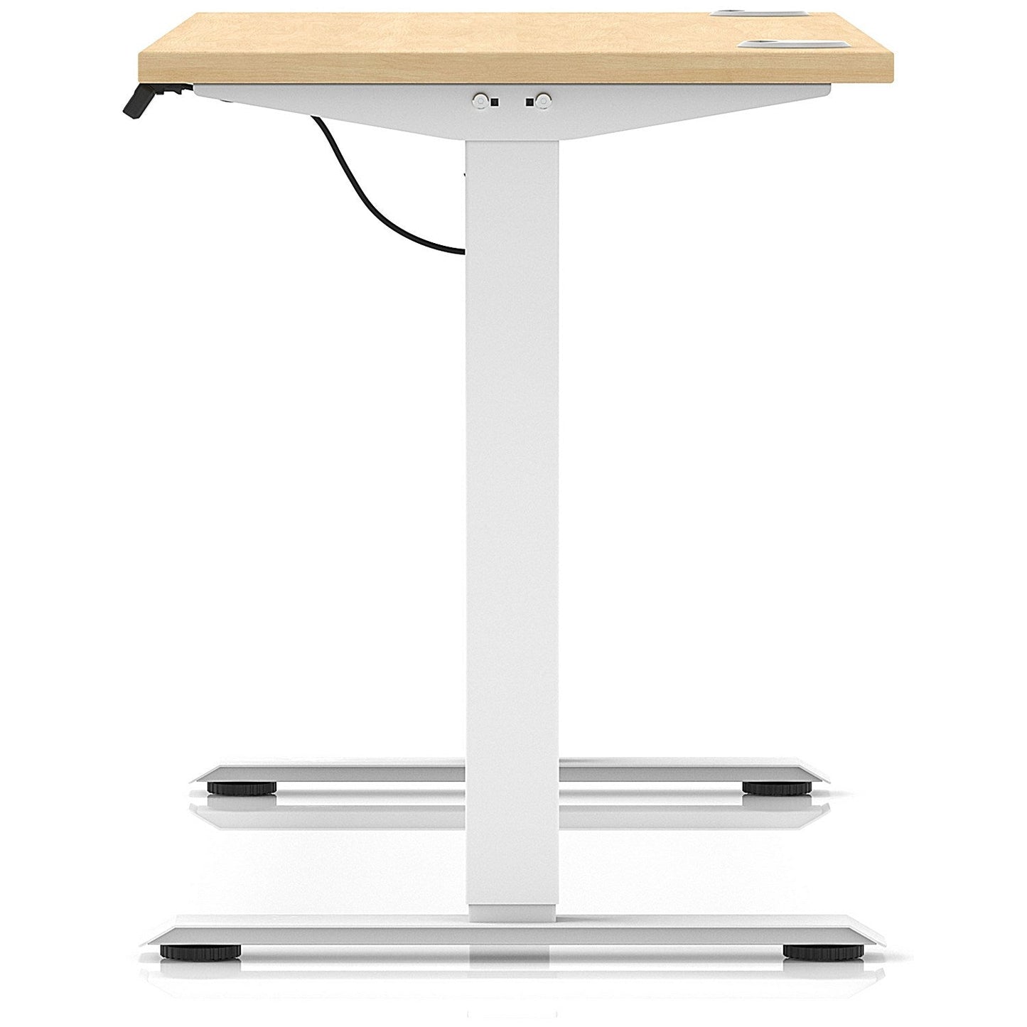 Air Lite 1400mm Slim Height Adjustable Office Desk, White Leg, Maple