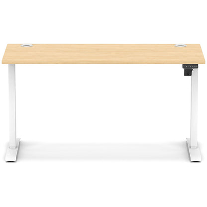 Air Lite 1400mm Slim Height Adjustable Office Desk, White Leg, Maple