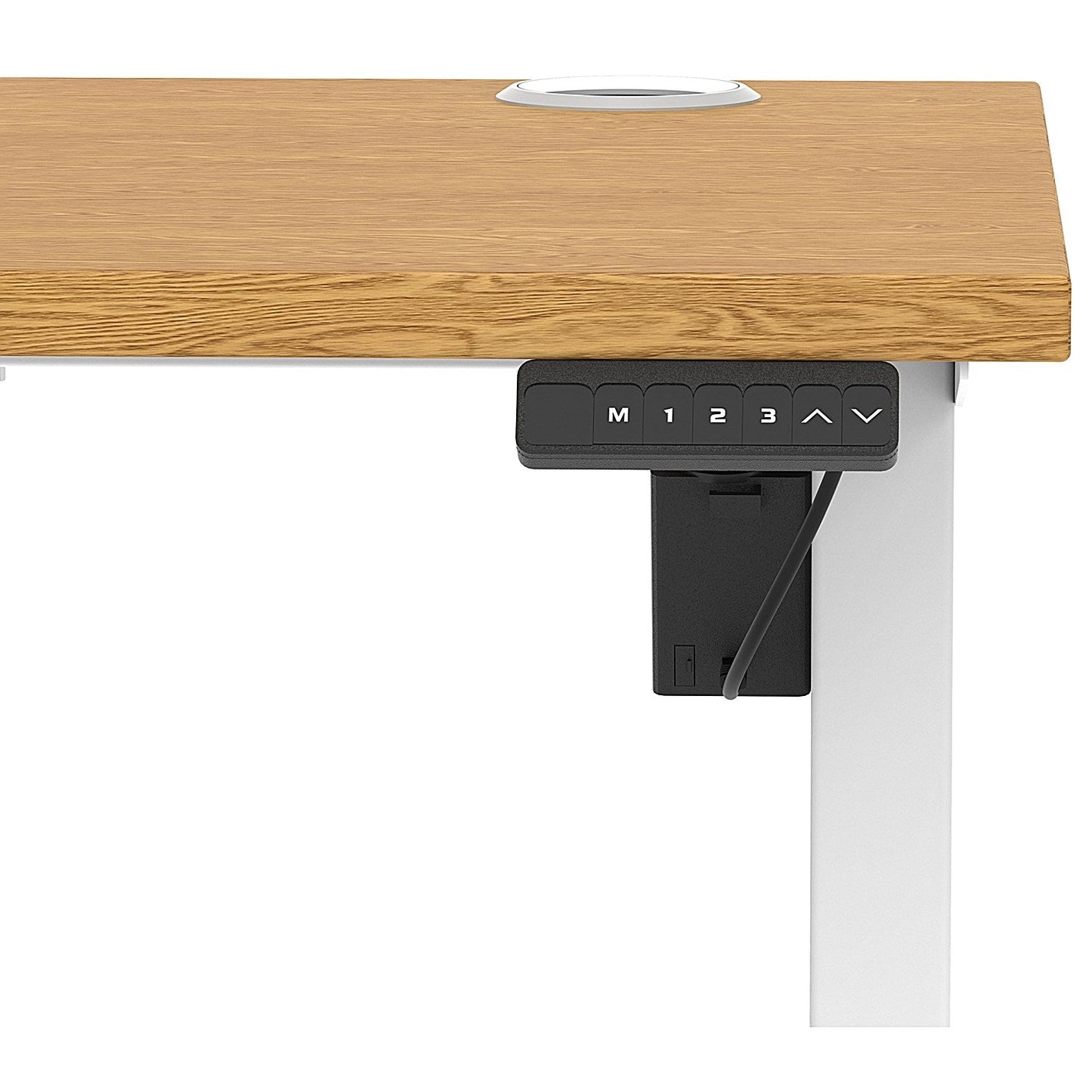Air Lite 1400mm Slim Height Adjustable Office Desk, White Leg, Oak Easy2Order : HA03891
