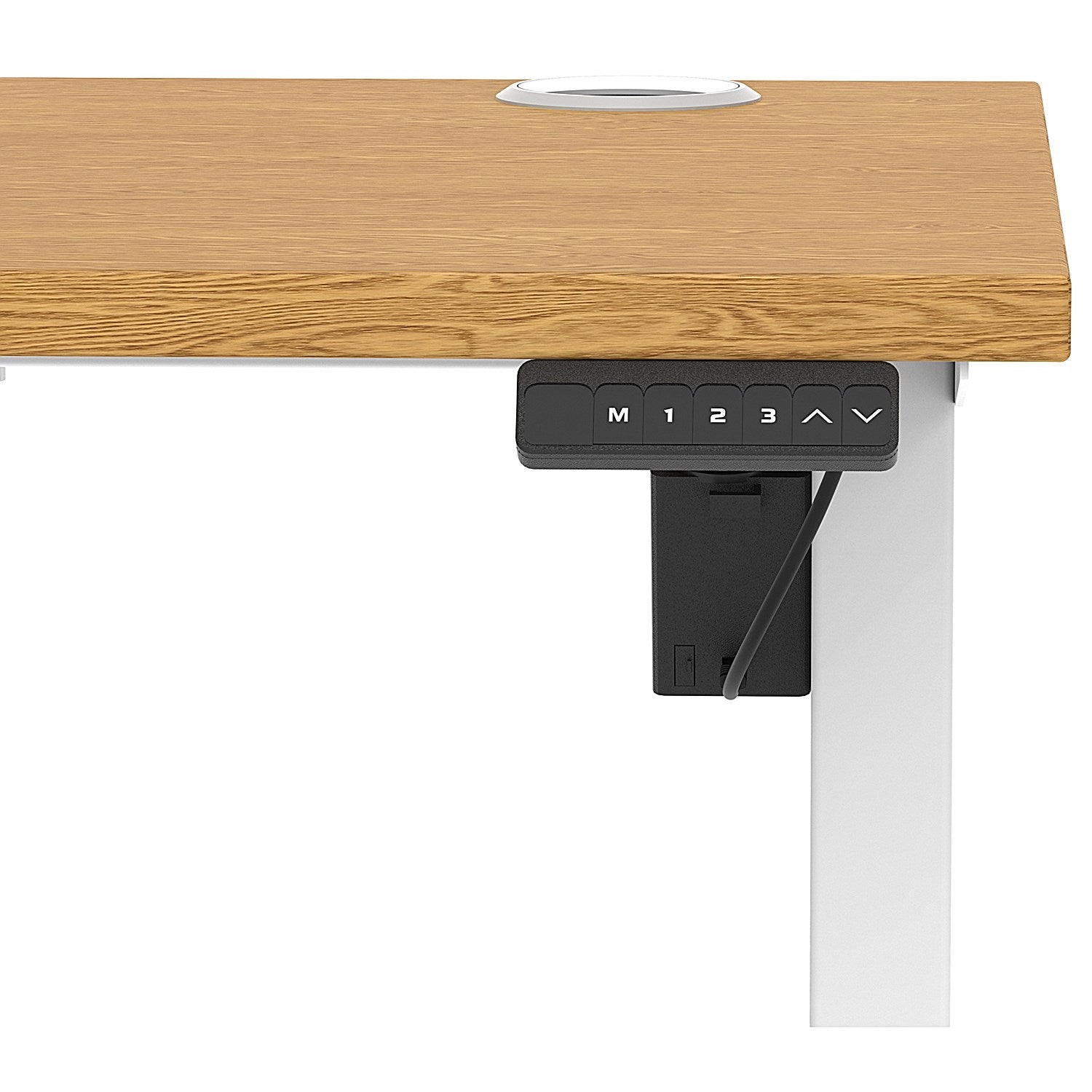Air Lite 1400mm Slim Height Adjustable Office Desk, White Leg, Oak Easy2Order : HA03891