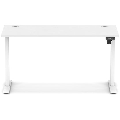 Air Lite 1400mm Slim Height Adjustable Office Desk, White Leg, White