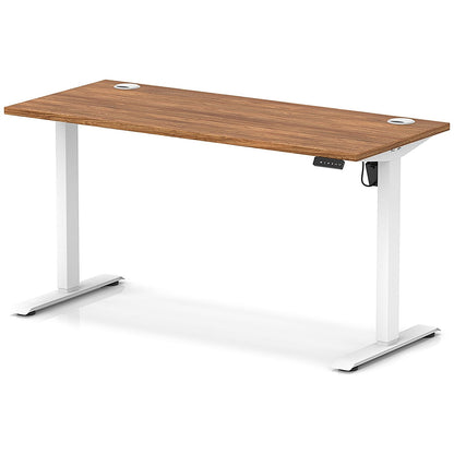 Air Lite 1400mm Slim Height Adjustable Office Desk, White Leg, Walnut