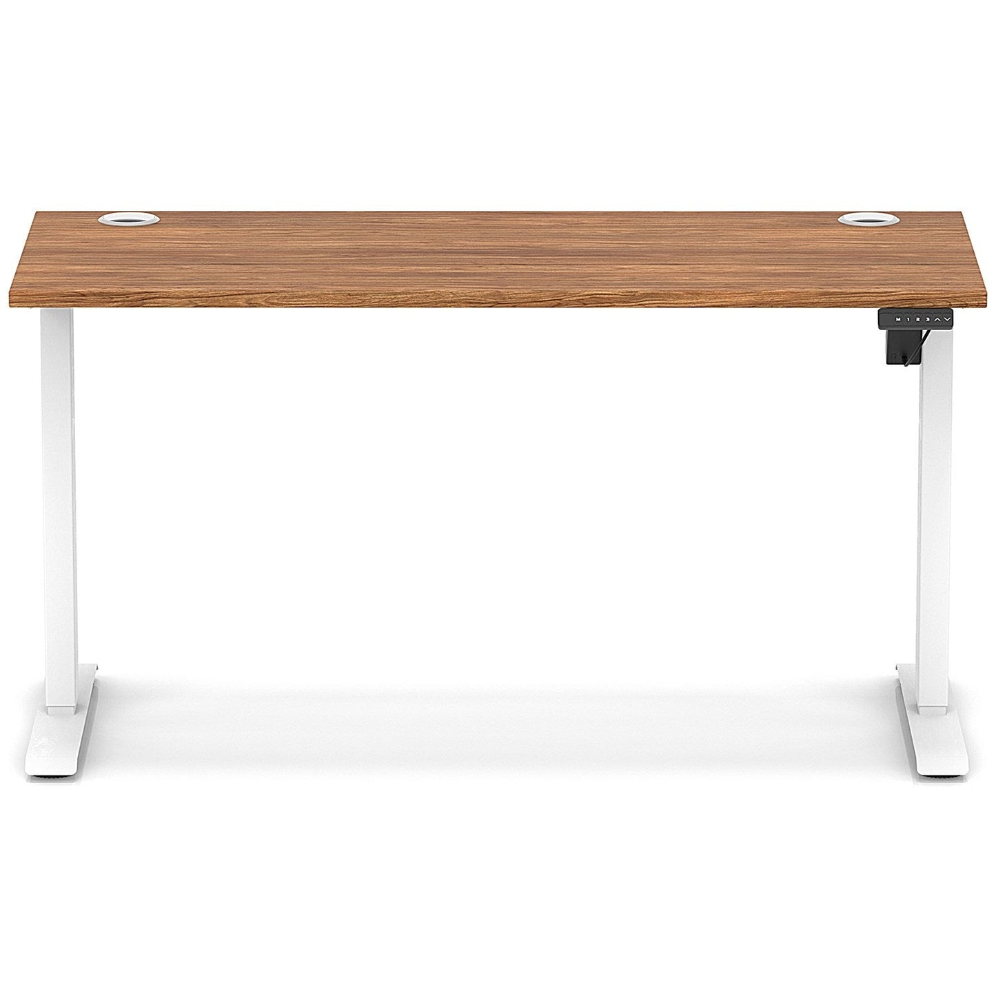 Air Lite 1400mm Slim Height Adjustable Office Desk, White Leg, Walnut