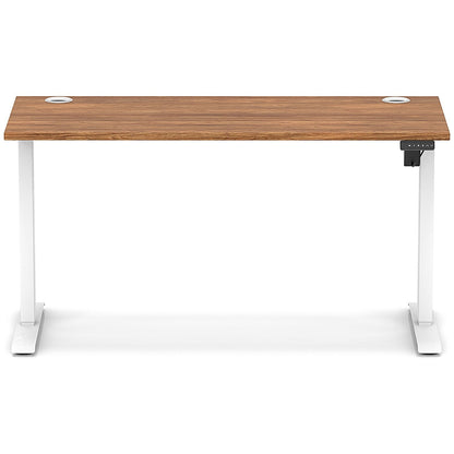 Air Lite 1400mm Slim Height Adjustable Office Desk, White Leg, Walnut