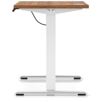 Air Lite 1400mm Slim Height Adjustable Office Desk, White Leg, Walnut