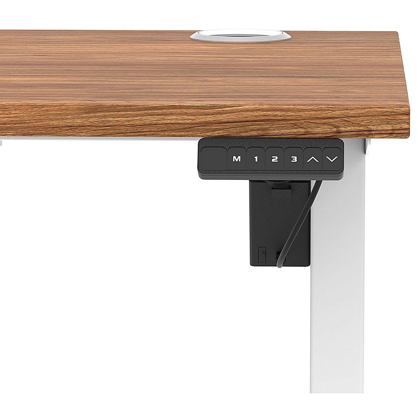 Air Lite 1400mm Slim Height Adjustable Office Desk, White Leg, Walnut