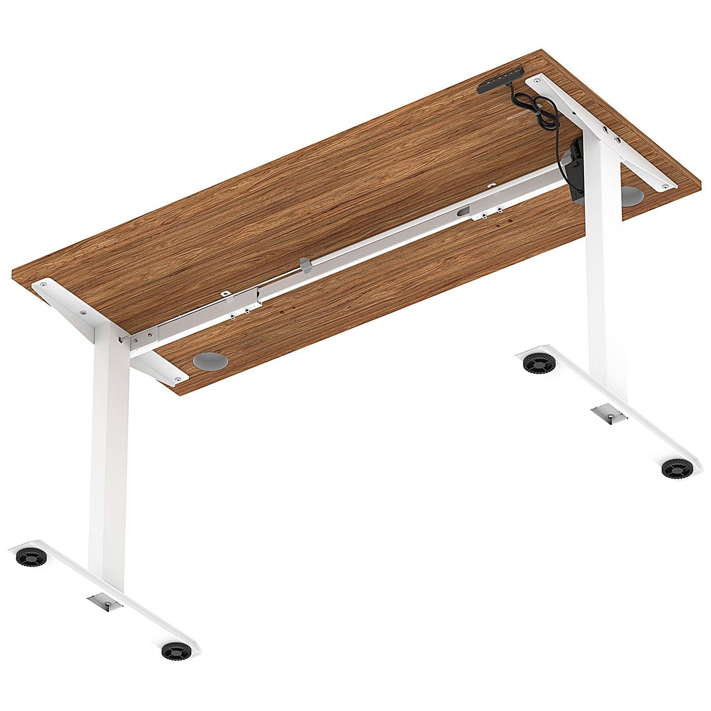 Air Lite 1400mm Slim Height Adjustable Office Desk, White Leg, Walnut Easy2Order : HA03893