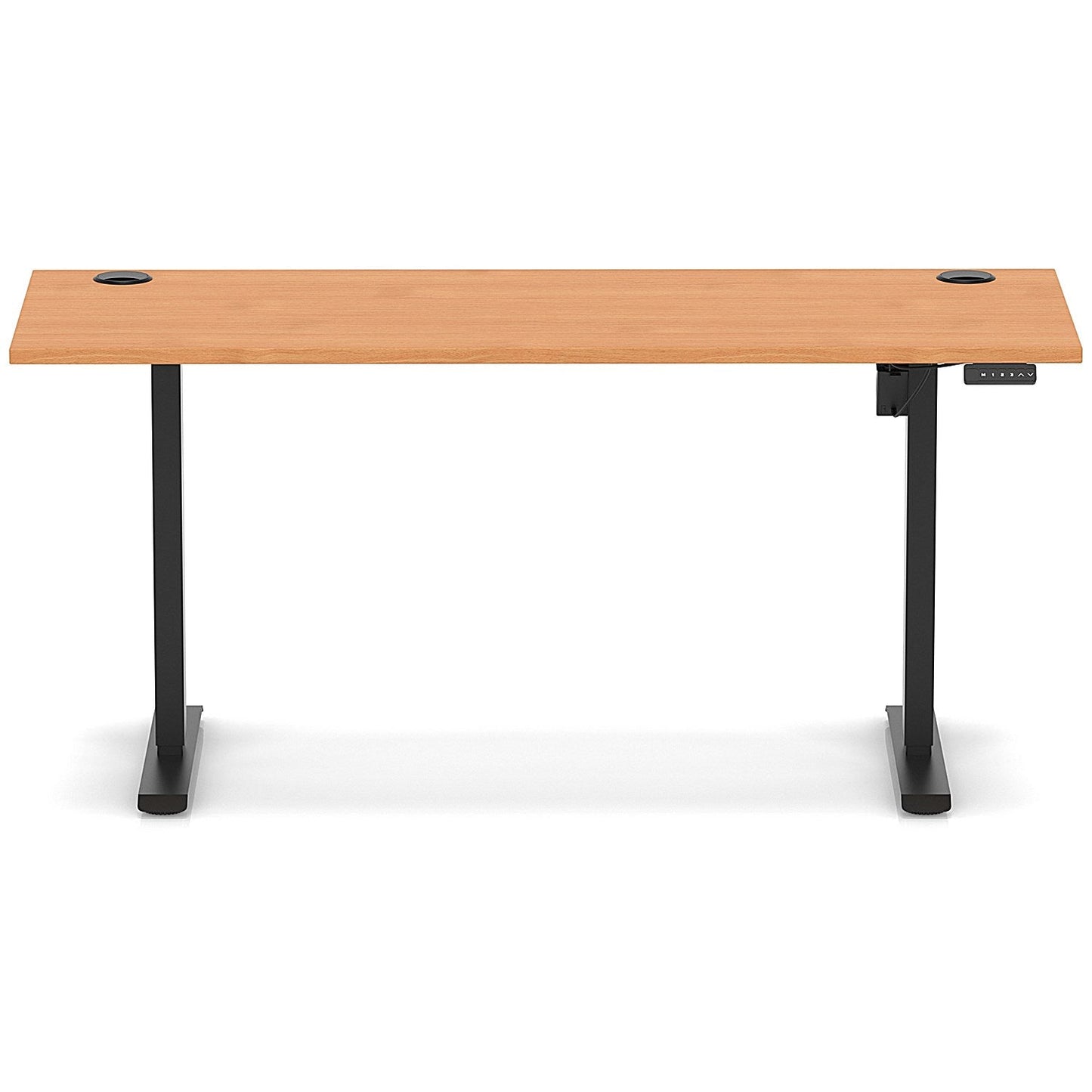 Air Lite 1600mm Slim Height Adjustable Office Desk, Black Leg, Beech
