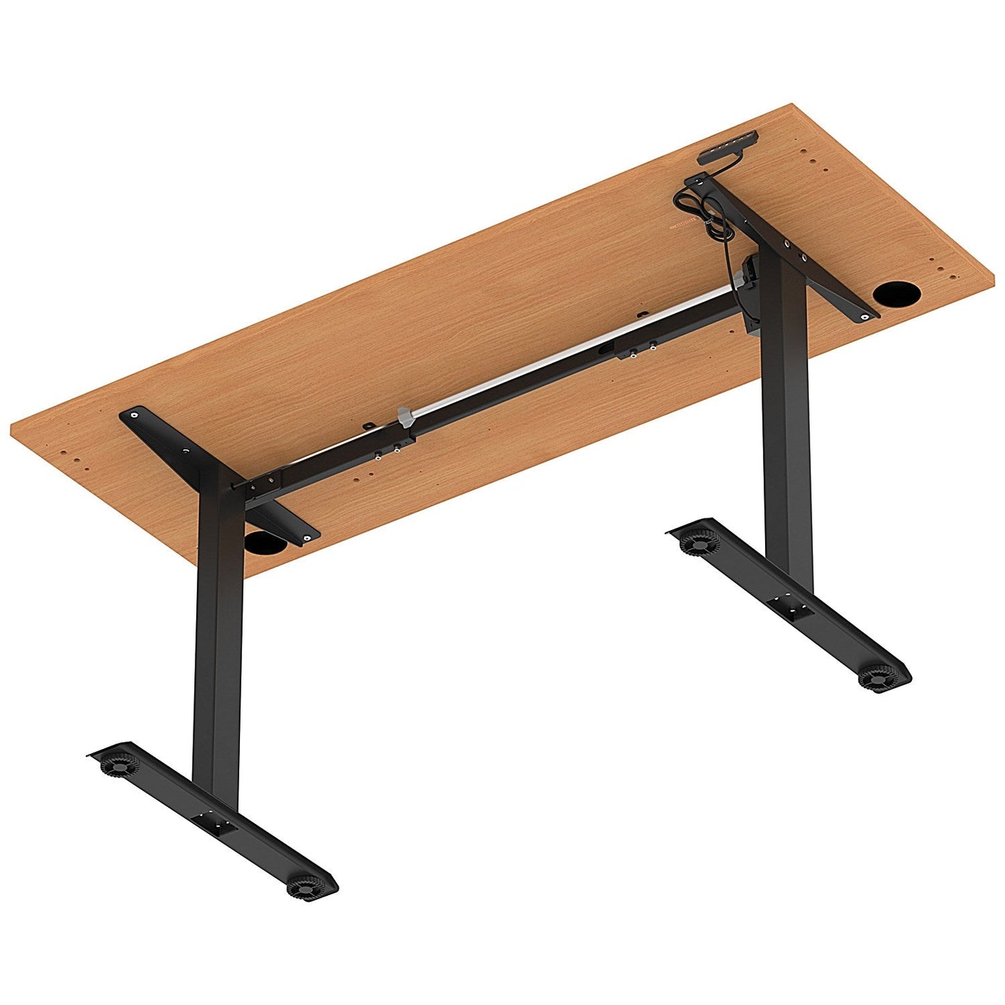 Air Lite 1600mm Slim Height Adjustable Office Desk, Black Leg, Beech
