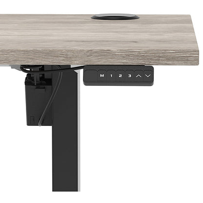 Air Lite 1600mm Slim Height Adjustable Office Desk, Black Leg, Grey Oak Easy2Order : HA03896