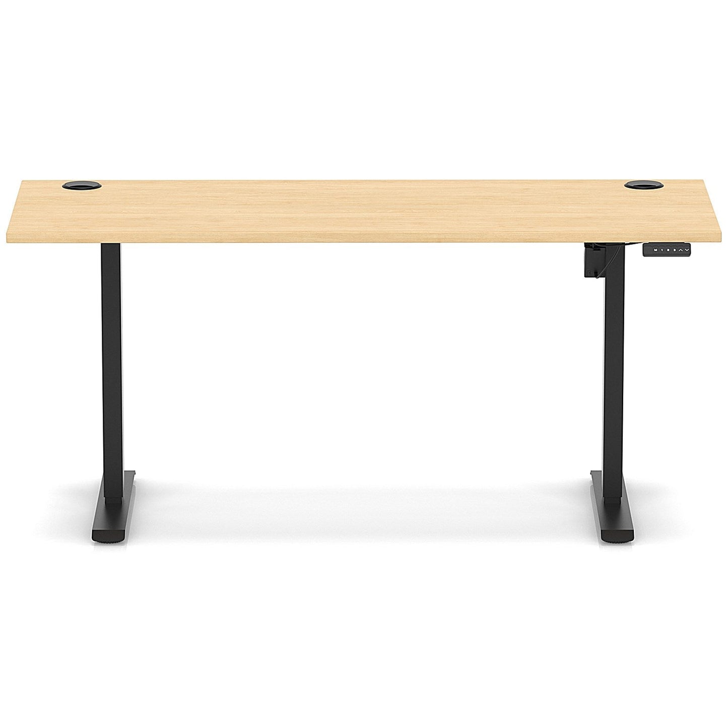 Air Lite 1600mm Slim Height Adjustable Office Desk, Black Leg, Maple