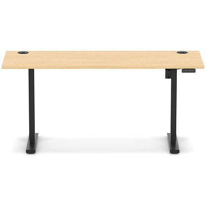 Air Lite 1600mm Slim Height Adjustable Office Desk, Black Leg, Maple