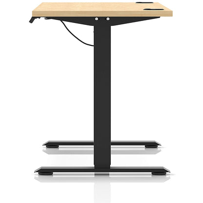 Air Lite 1600mm Slim Height Adjustable Office Desk, Black Leg, Maple