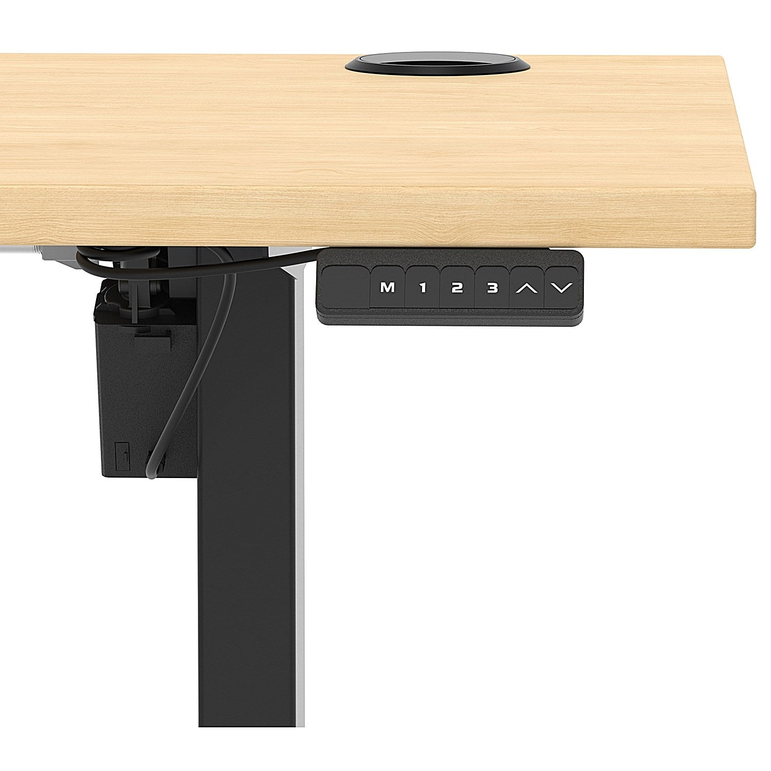Air Lite 1600mm Slim Height Adjustable Office Desk, Black Leg, Maple Easy2Order : HA03897