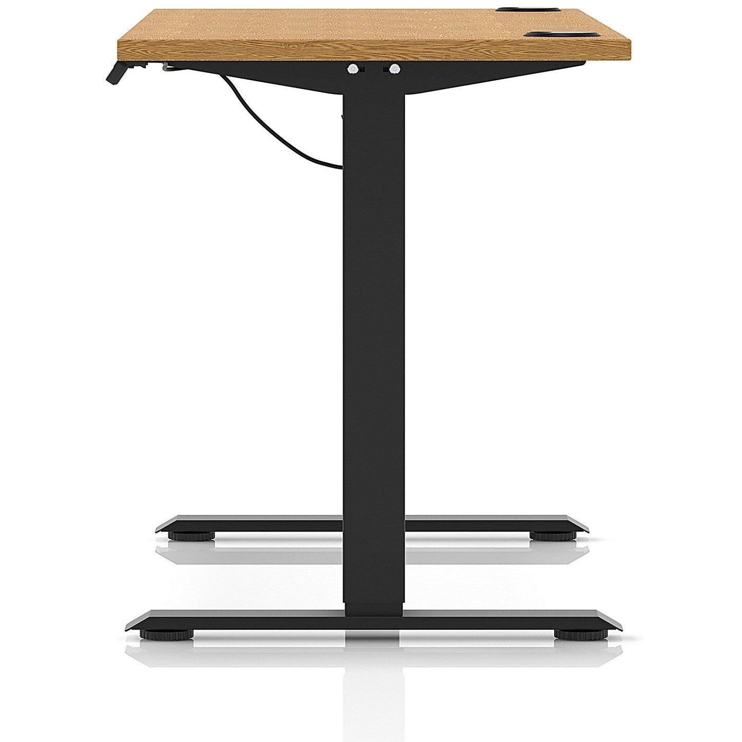 Air Lite 1600mm Slim Height Adjustable Office Desk, Black Leg, Oak