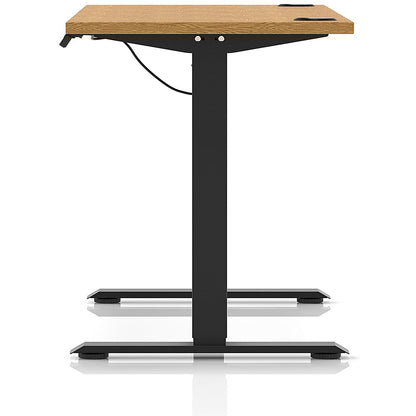 Air Lite 1600mm Slim Height Adjustable Office Desk, Black Leg, Oak