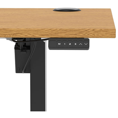 Air Lite 1600mm Slim Height Adjustable Office Desk, Black Leg, Oak