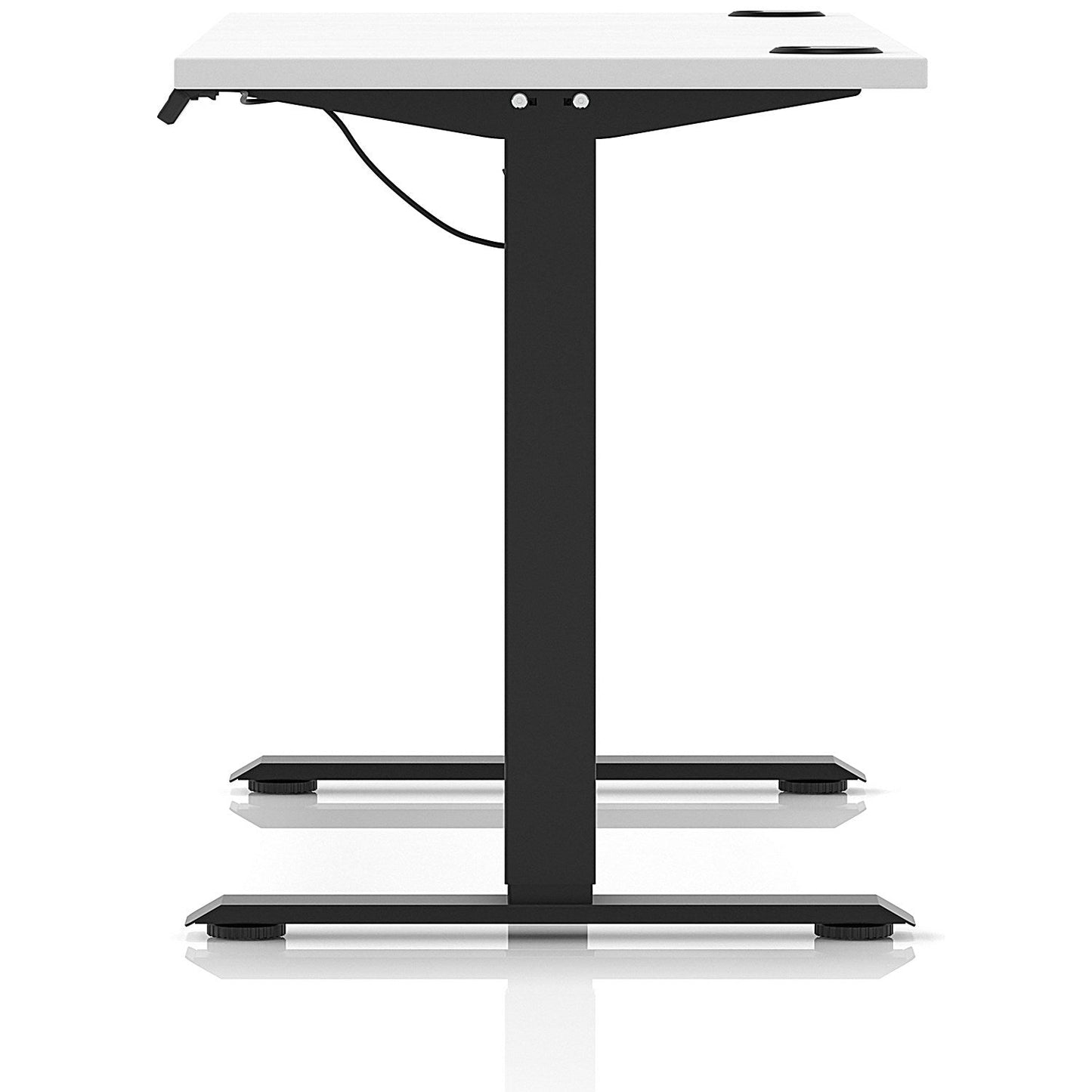 Air Lite 1600mm Slim Height Adjustable Office Desk, Black Leg, White