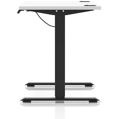 Air Lite 1600mm Slim Height Adjustable Office Desk, Black Leg, White