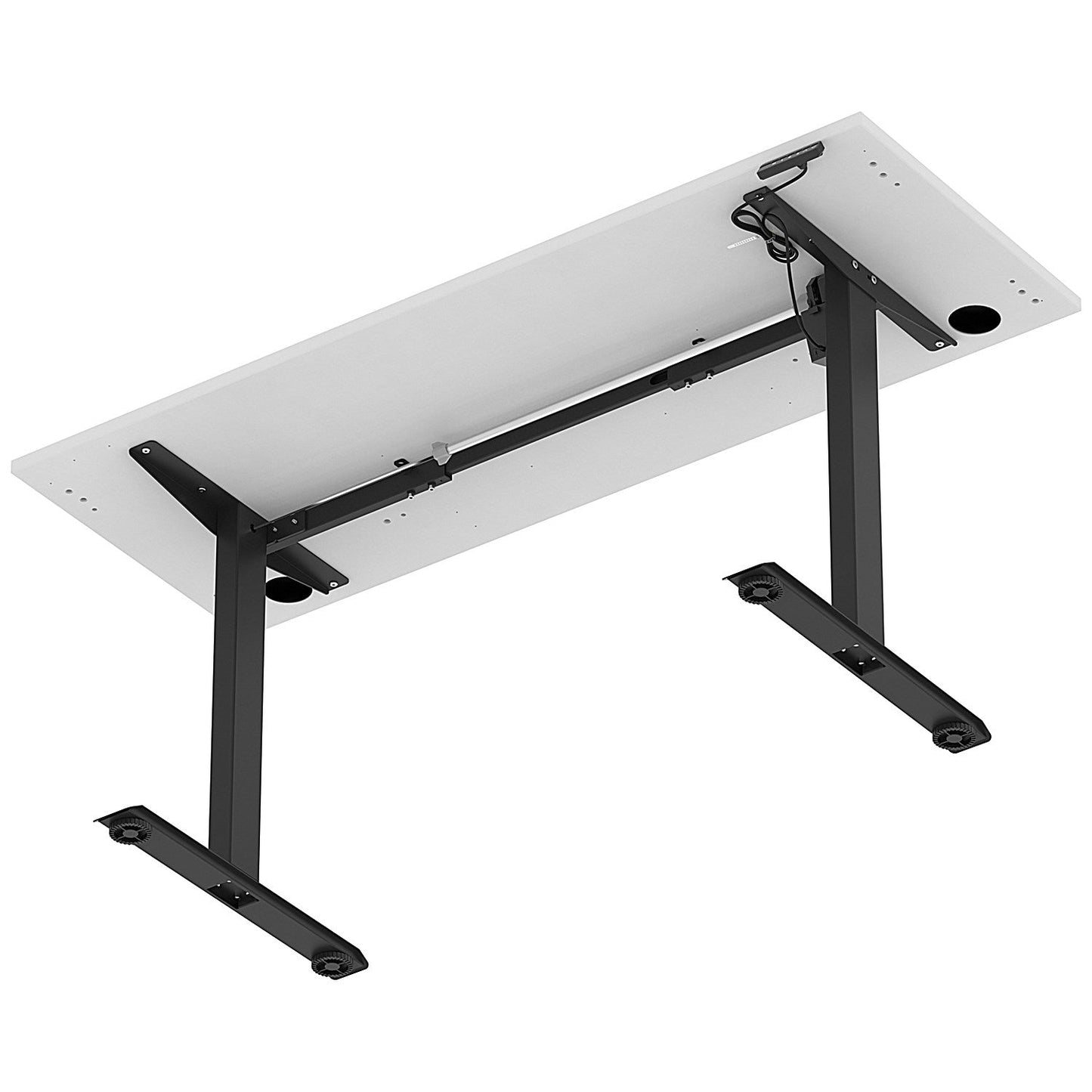 Air Lite 1600mm Slim Height Adjustable Office Desk, Black Leg, White