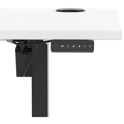 Air Lite 1600mm Slim Height Adjustable Office Desk, Black Leg, White Easy2Order : HA03899
