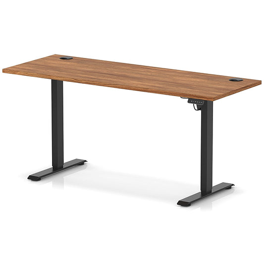 Air Lite 1600mm Slim Height Adjustable Office Desk, Black Leg, Walnut