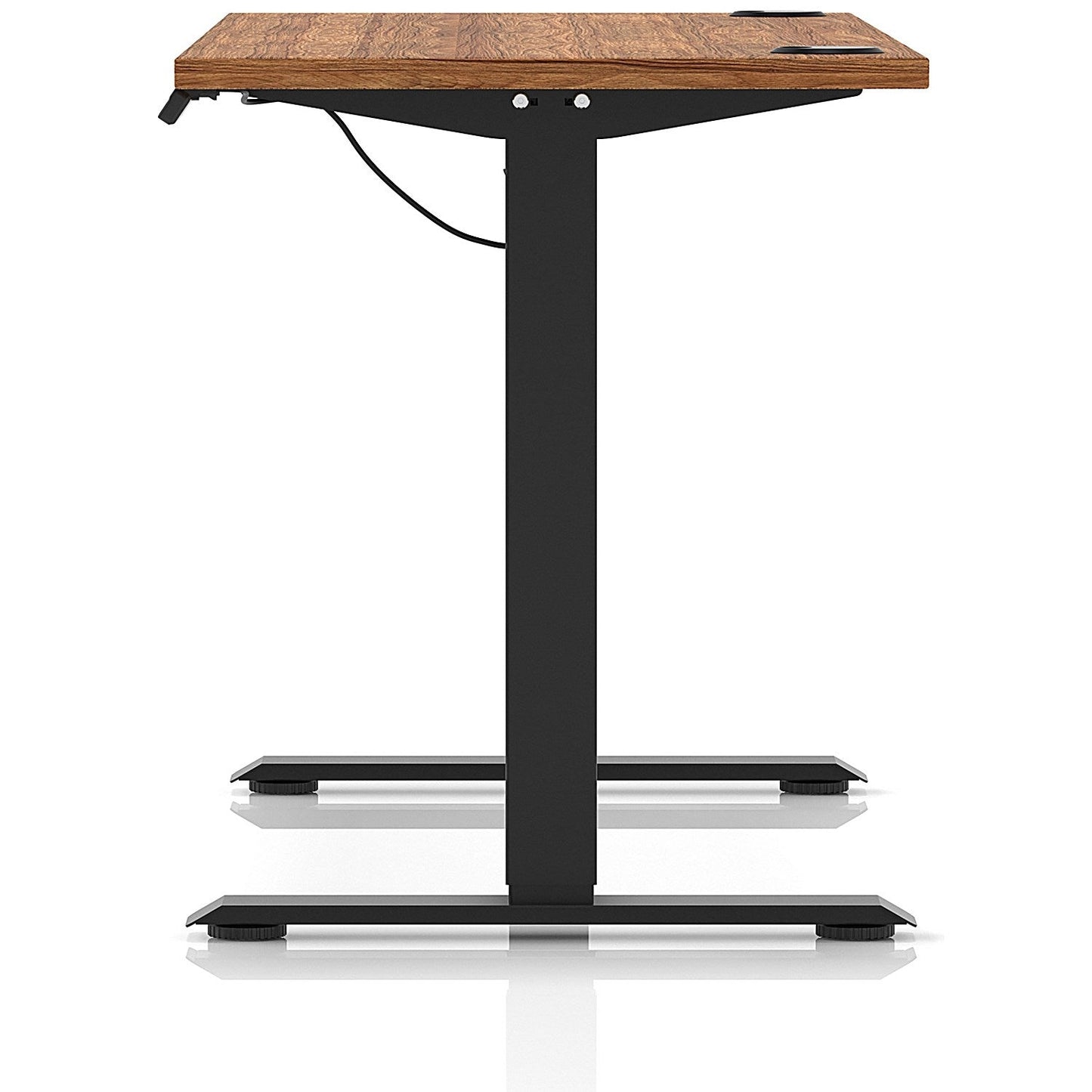Air Lite 1600mm Slim Height Adjustable Office Desk, Black Leg, Walnut