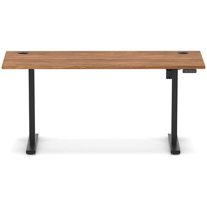 Air Lite 1600mm Slim Height Adjustable Office Desk, Black Leg, Walnut