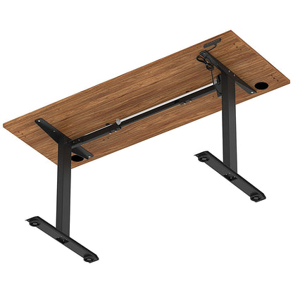 Air Lite 1600mm Slim Height Adjustable Office Desk, Black Leg, Walnut