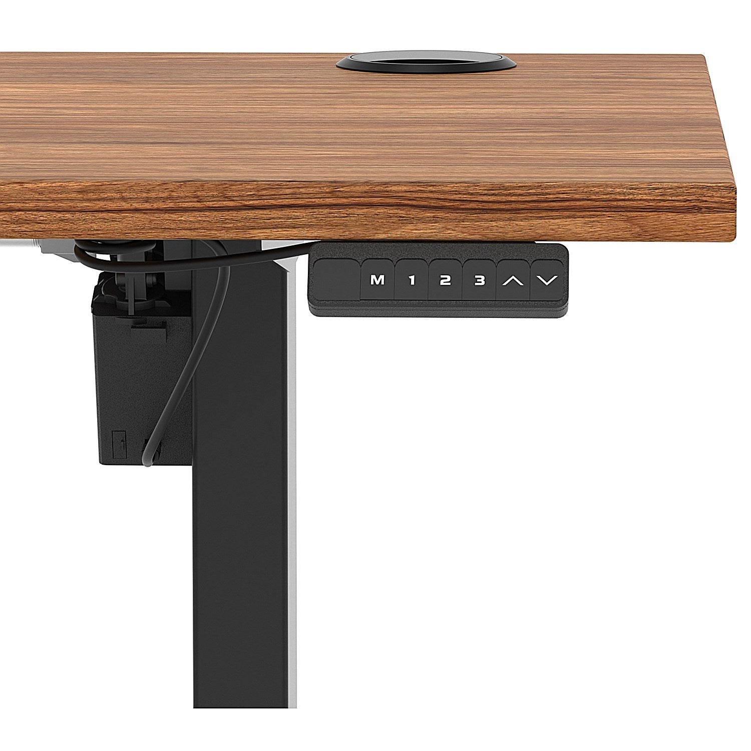 Air Lite 1600mm Slim Height Adjustable Office Desk, Black Leg, Walnut Easy2Order : HA03900